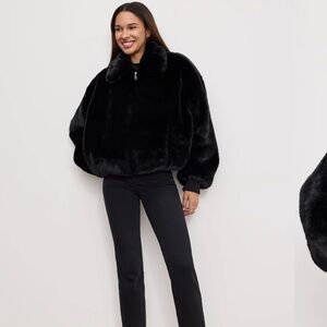 NWT Good American faux fur bomber jacket